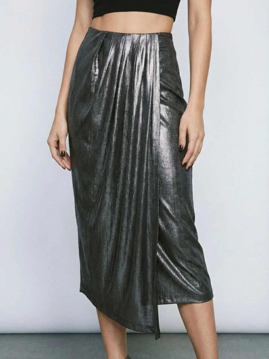 Pleated Asymmetric Skirt