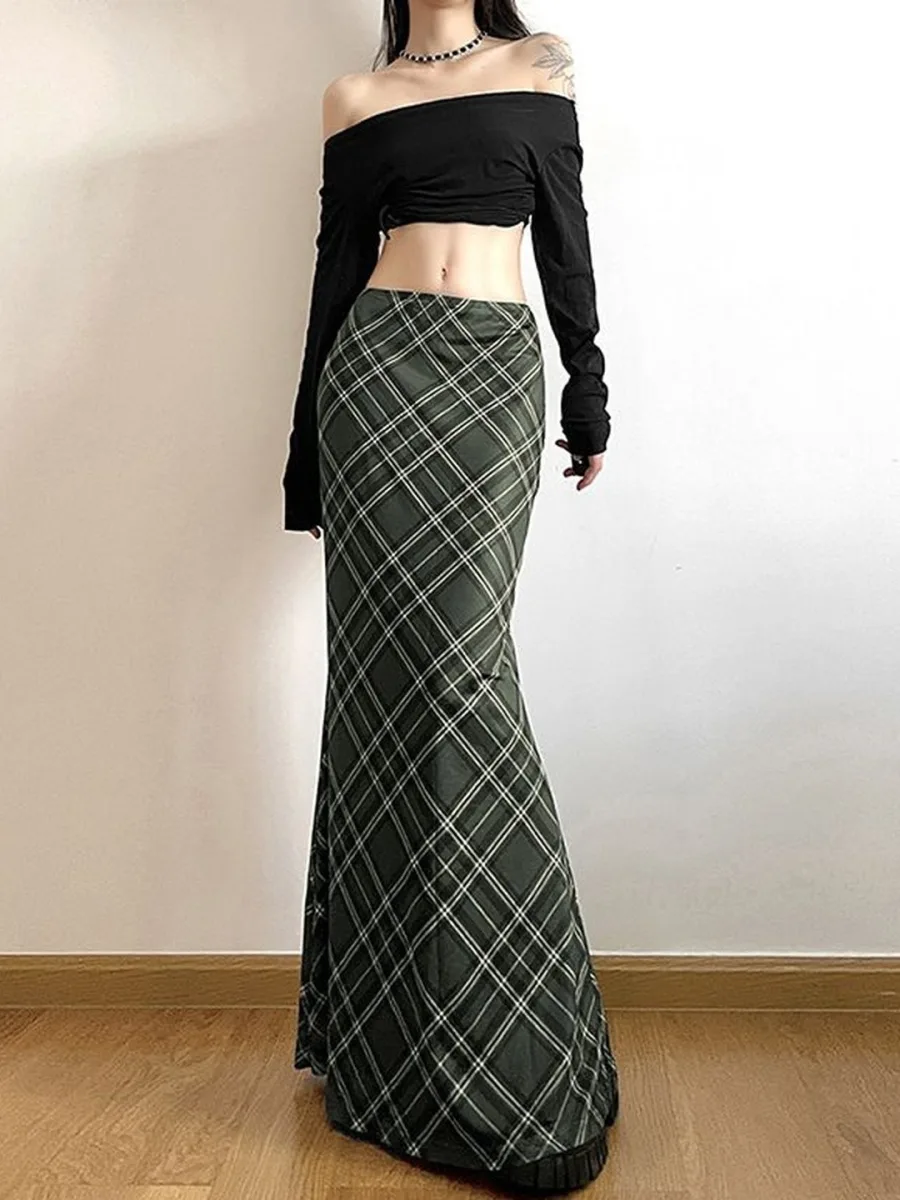 Checked Straight Maxi Skirts
