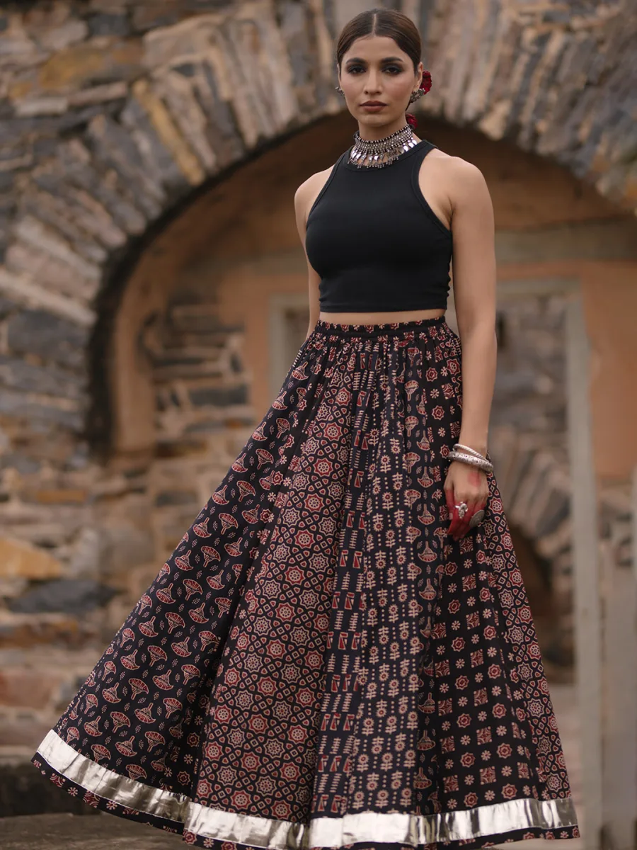 Printed A-Line Maxi Skirt