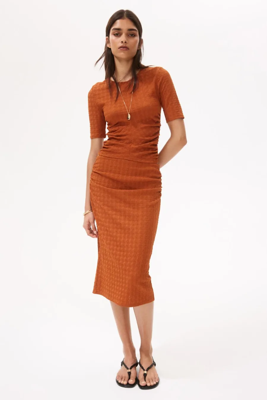 Textured Jersey Midi Skirt