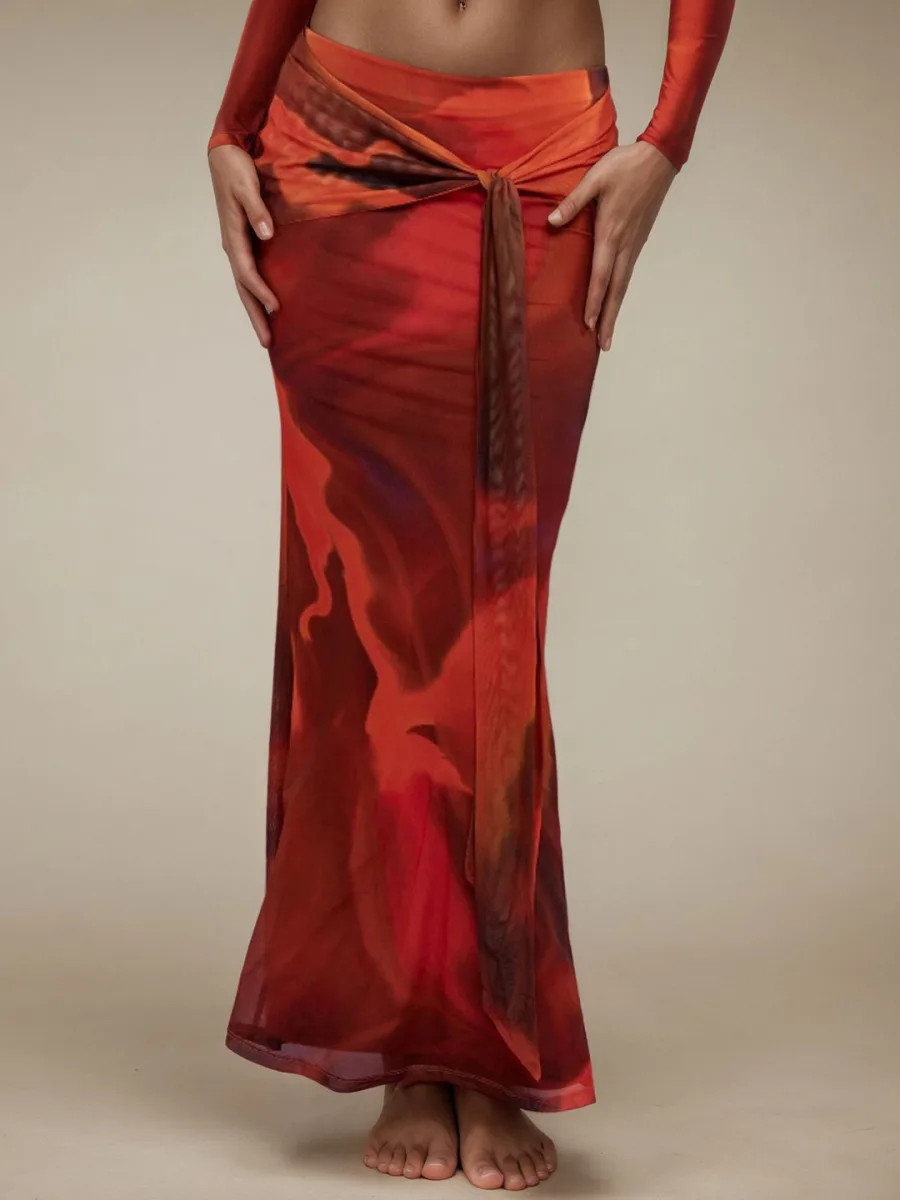 Printed Straight Maxi Skirt