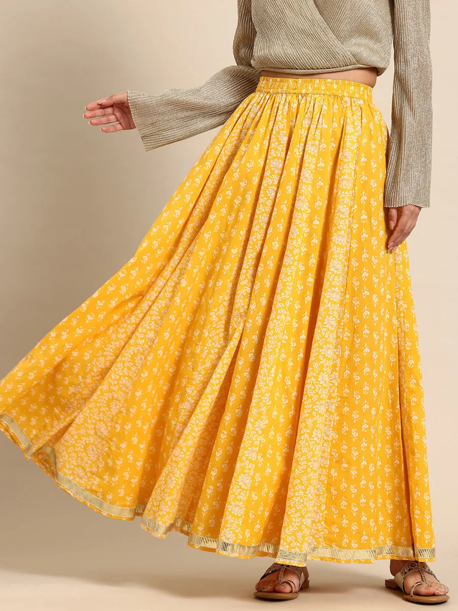Pure Cotton Flared Maxi Skirt