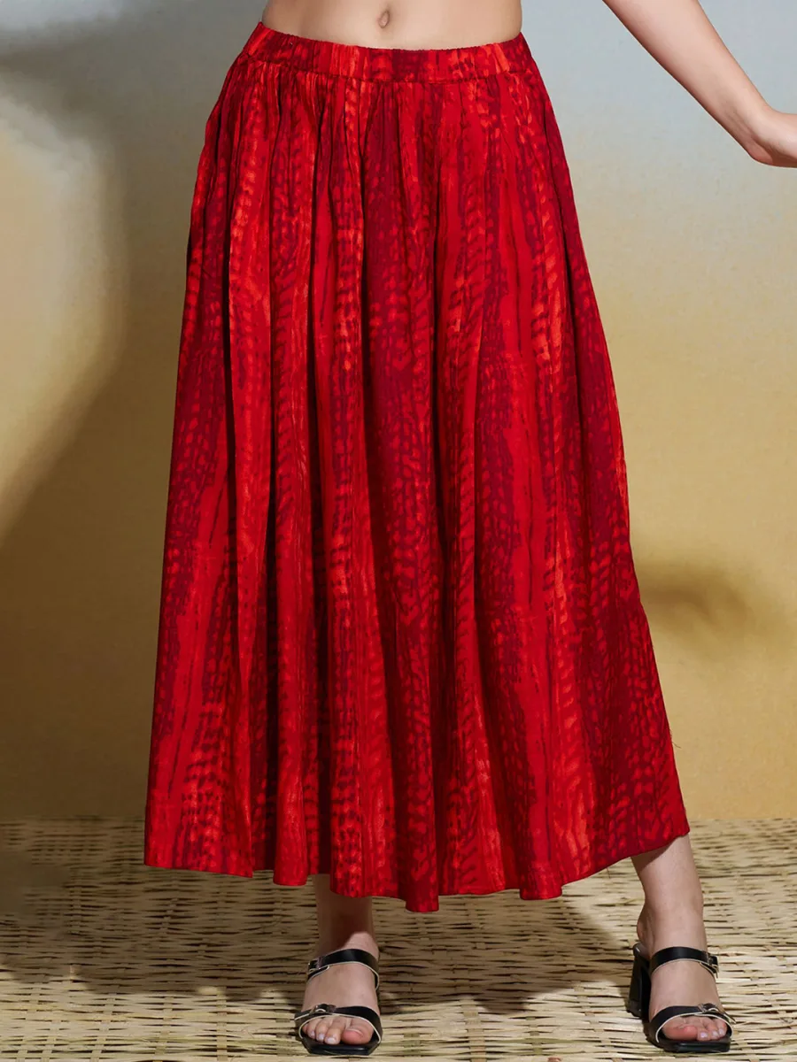 Printed A-Line Maxi Skirt