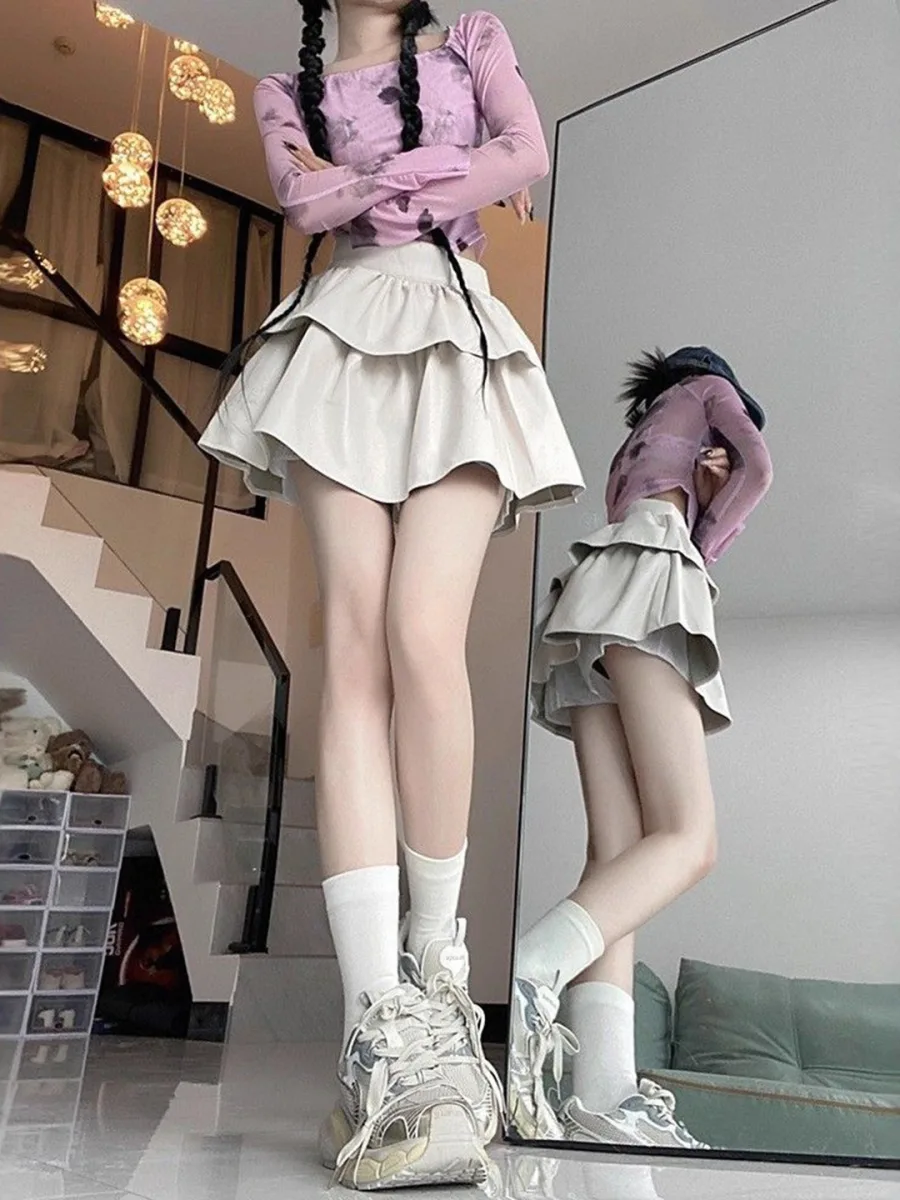 Tiered Flared Mini Skirts