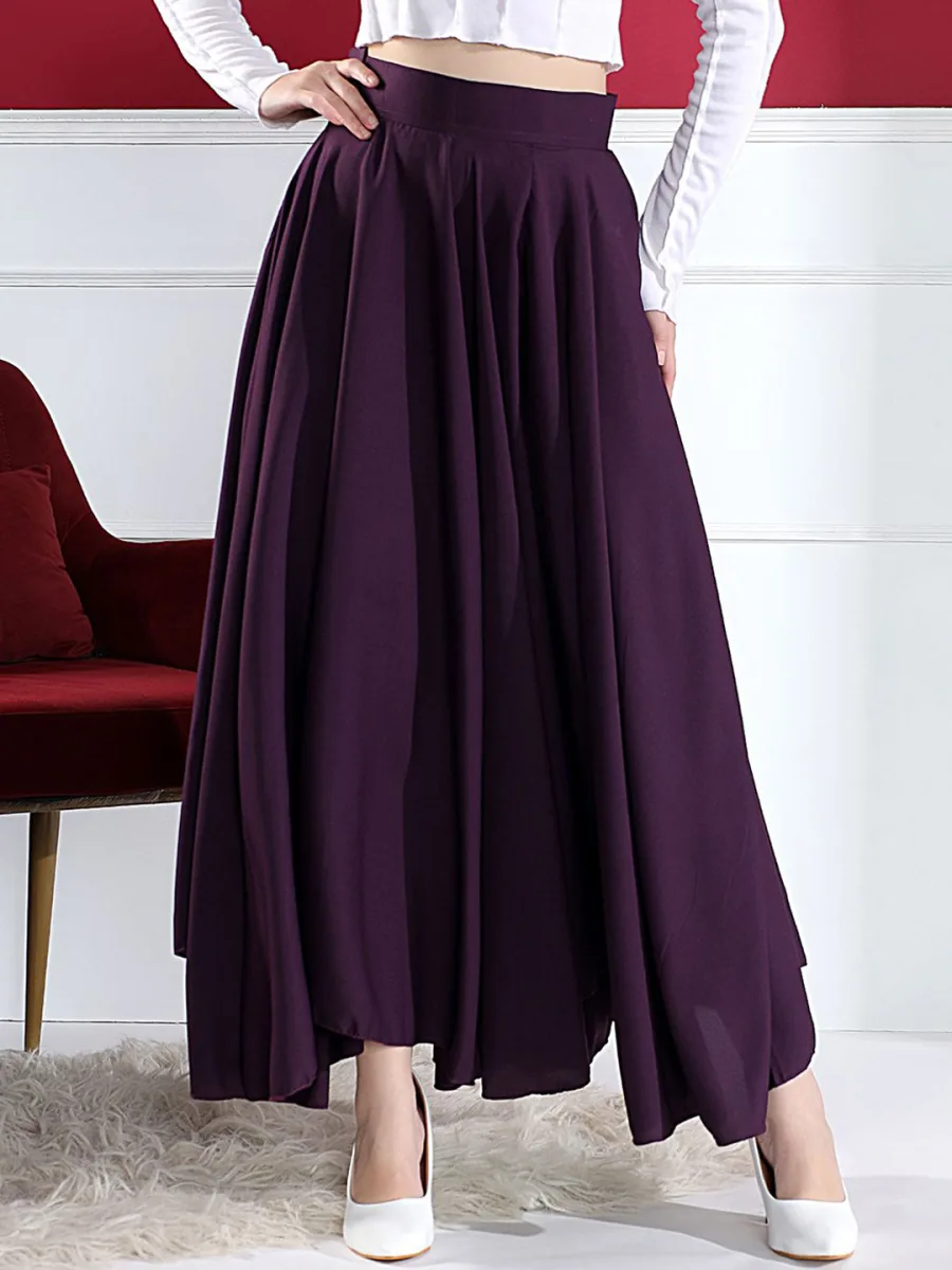 Asymmetric Flared Maxi Skirt