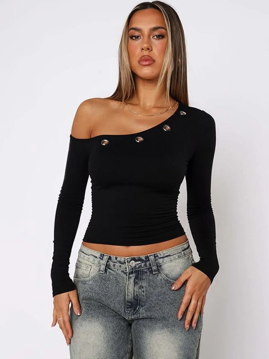 One Shoulder Full Sleeve Top