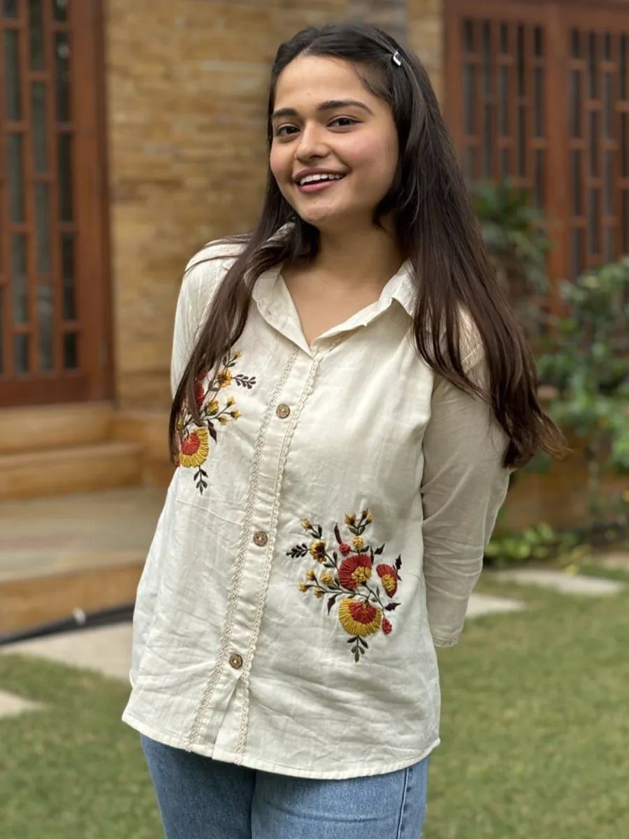 Floral Shirt Style Top