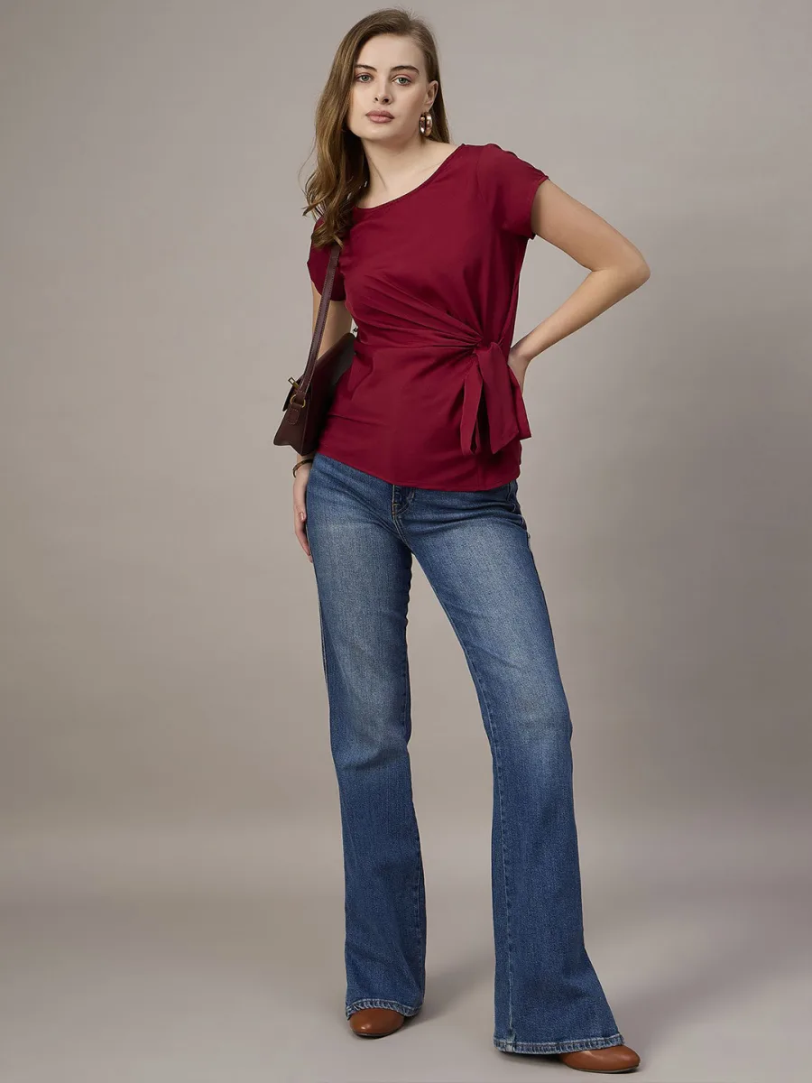 Round Neck Top With Front Knot