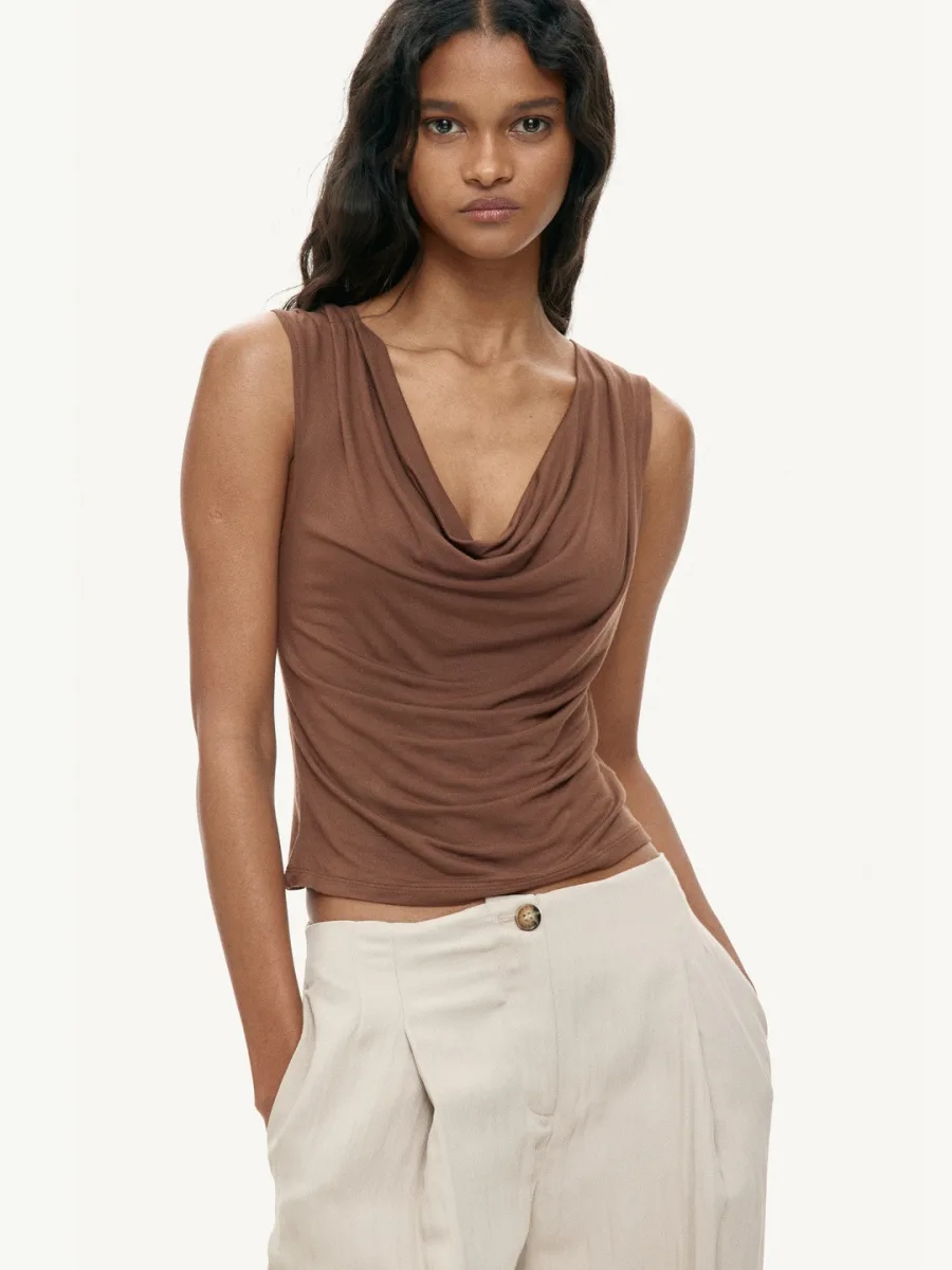 Cowl-Neck Jersey Top
