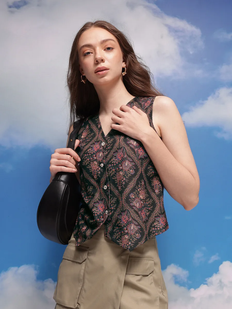 Indie Floral Printed Vest