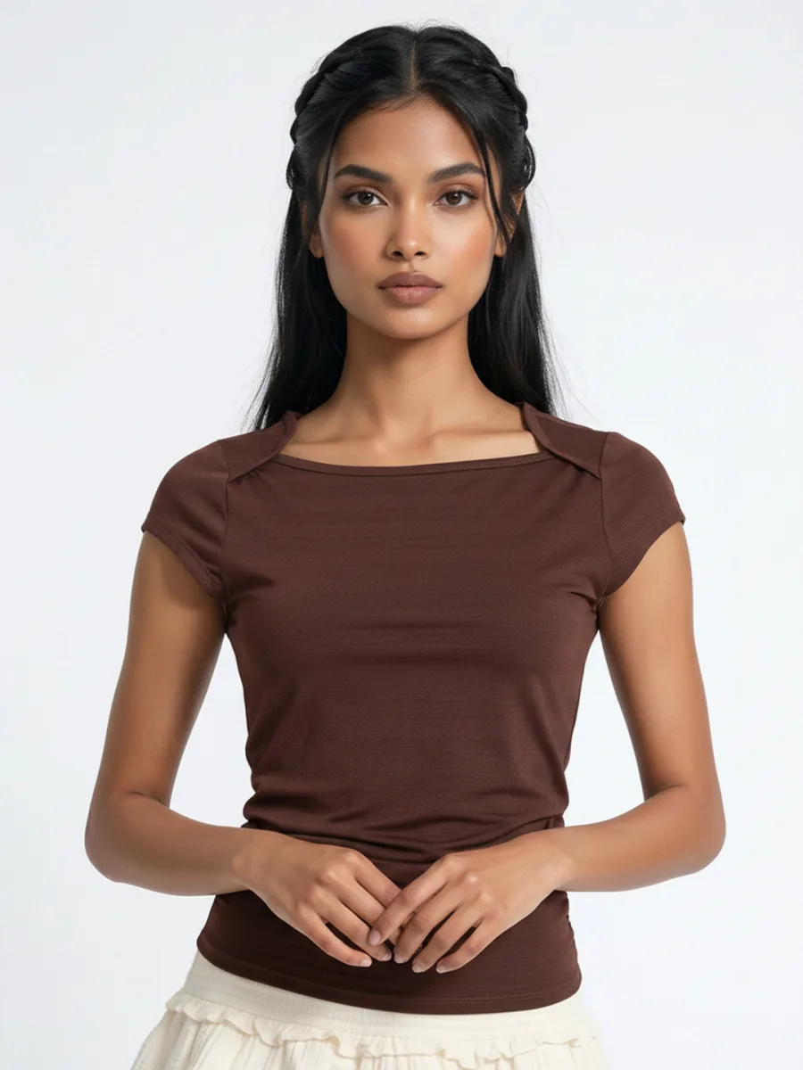 Short Sleeves Cotton Blend Top
