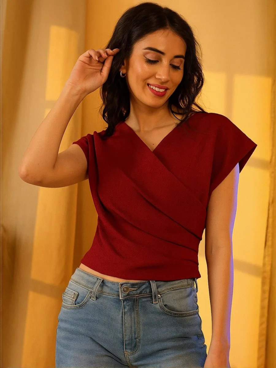 V-Neck Extended Sleeves Top