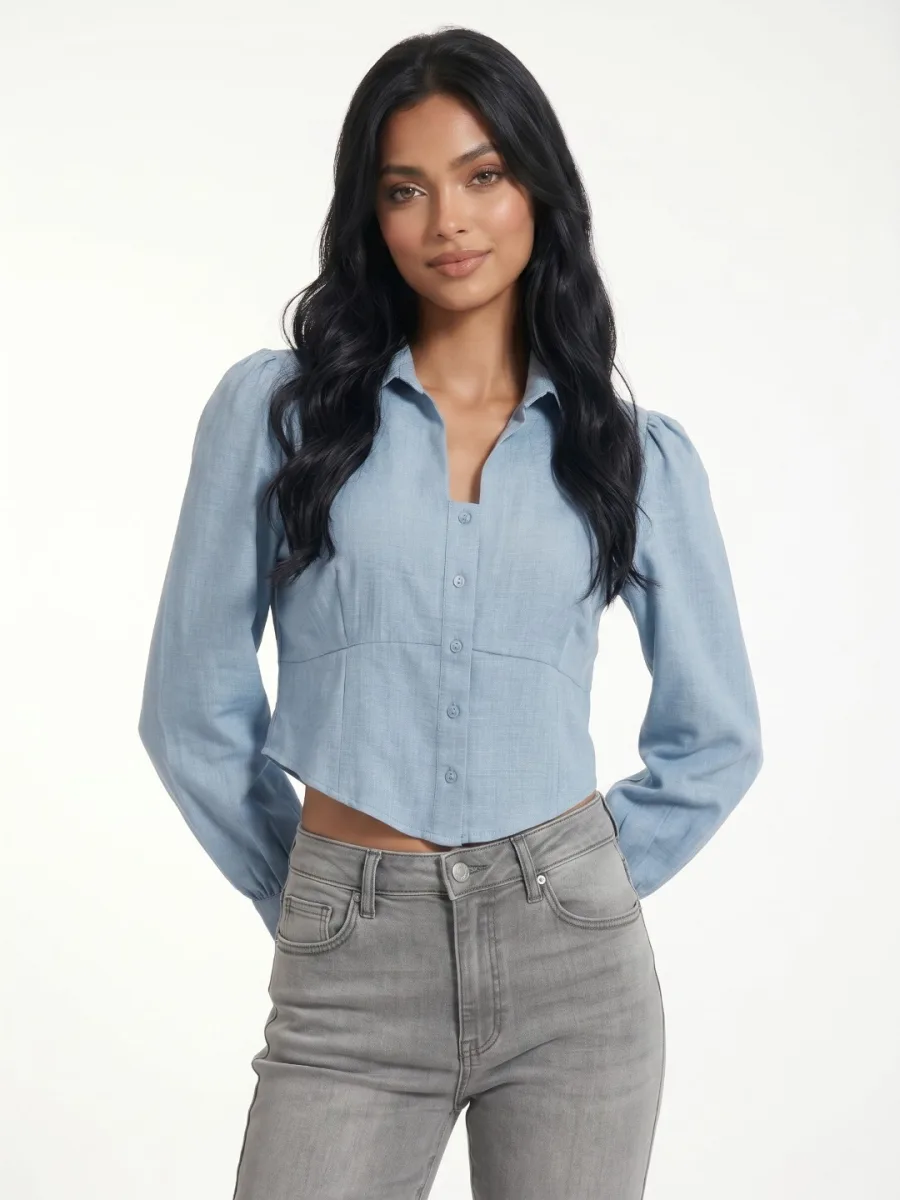 Slim Fit Shirt Style Top