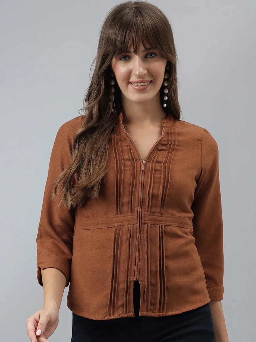 Mandarin Collar Solid Top