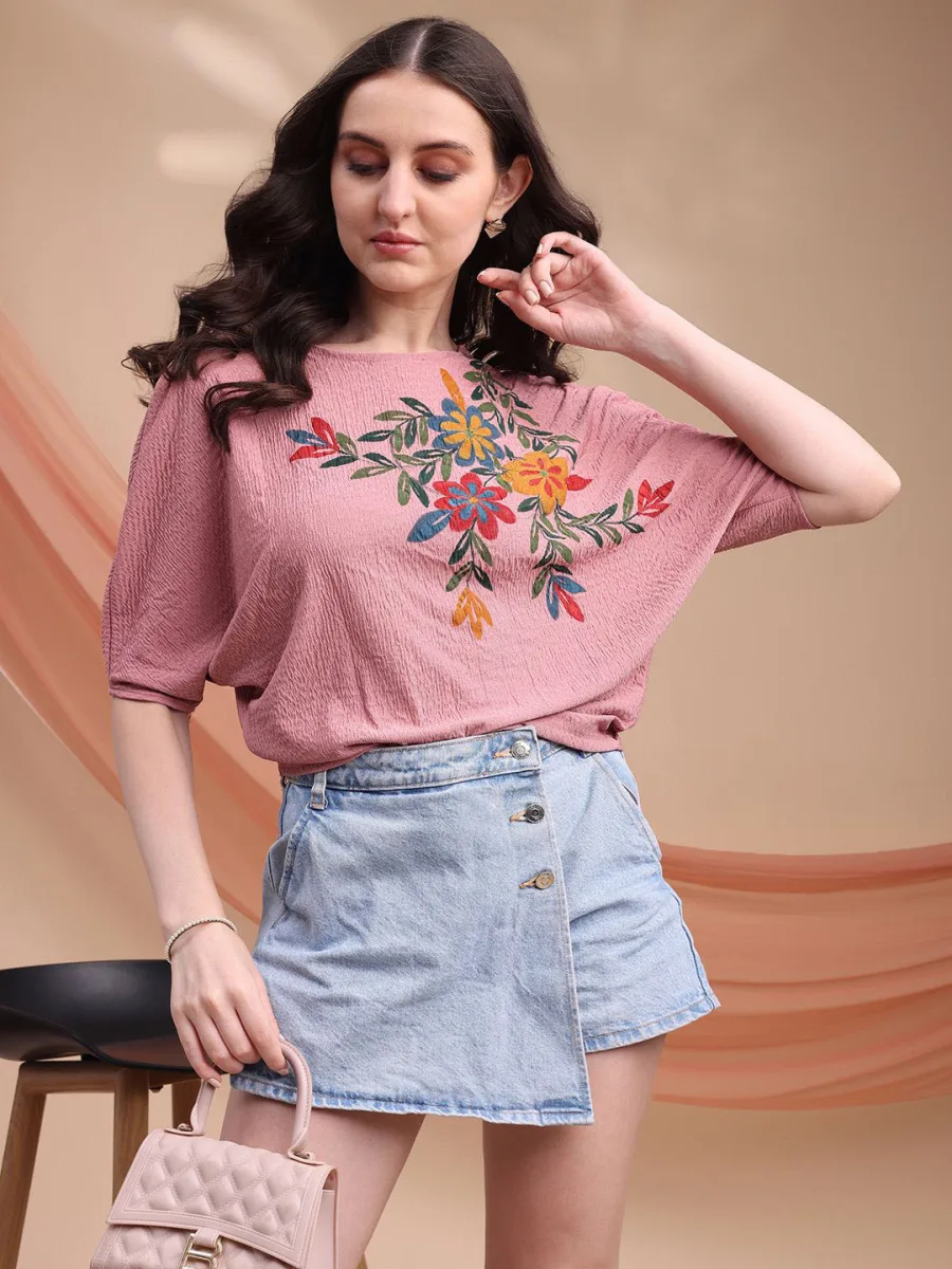 Printed Extended Sleeves Top