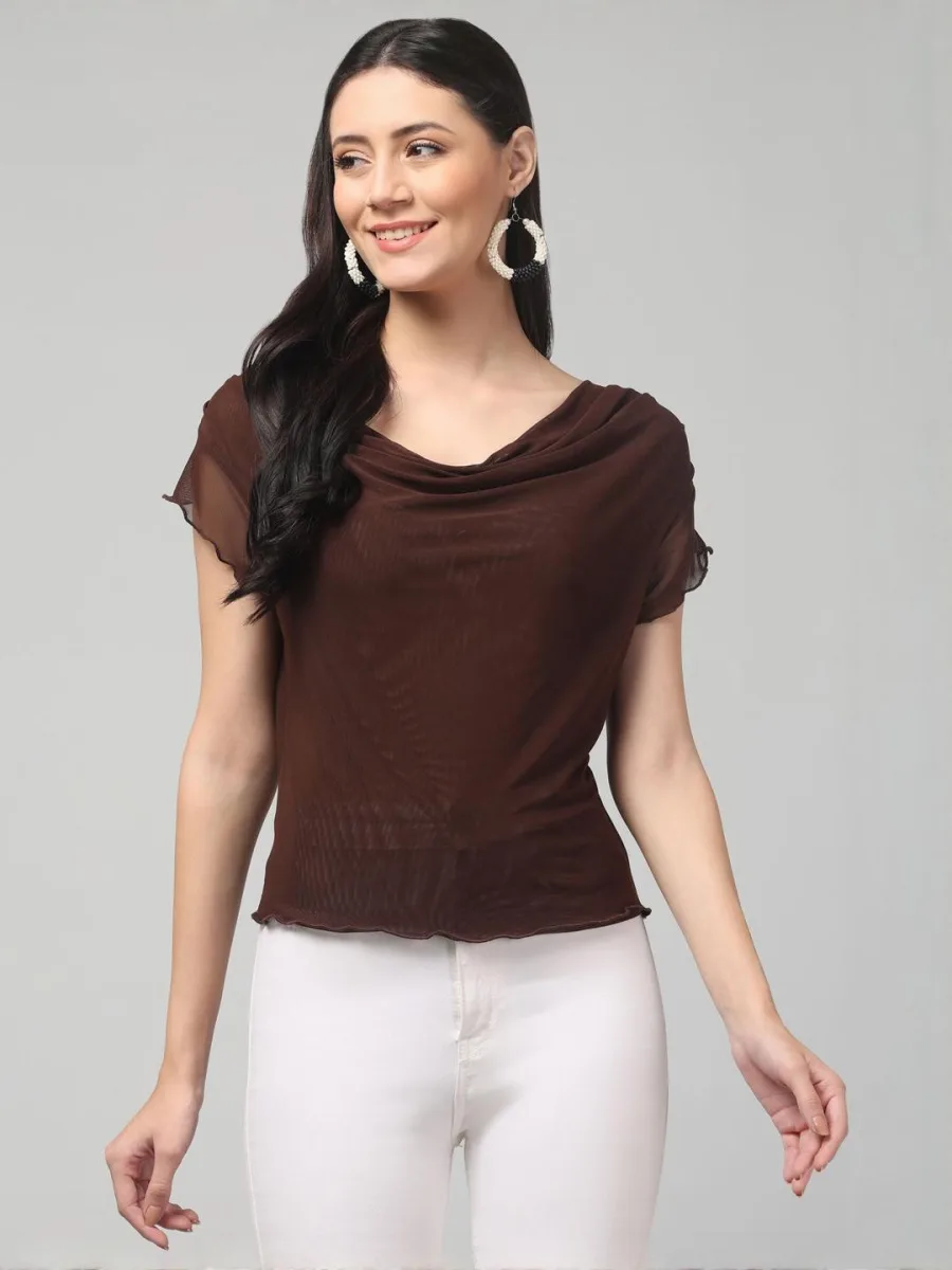 Cowl Neck Short Sleeves Top