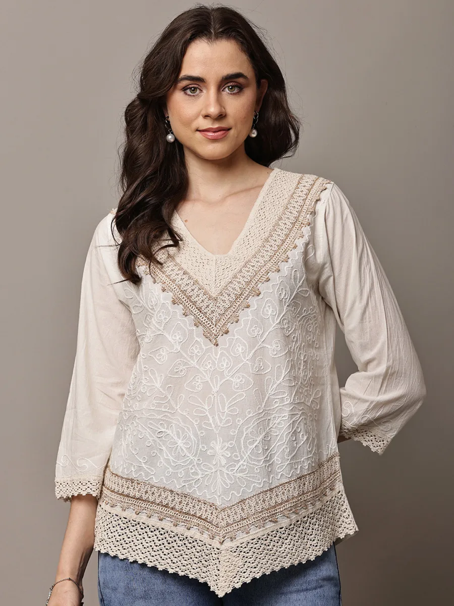 Embellished Embroidered Top
