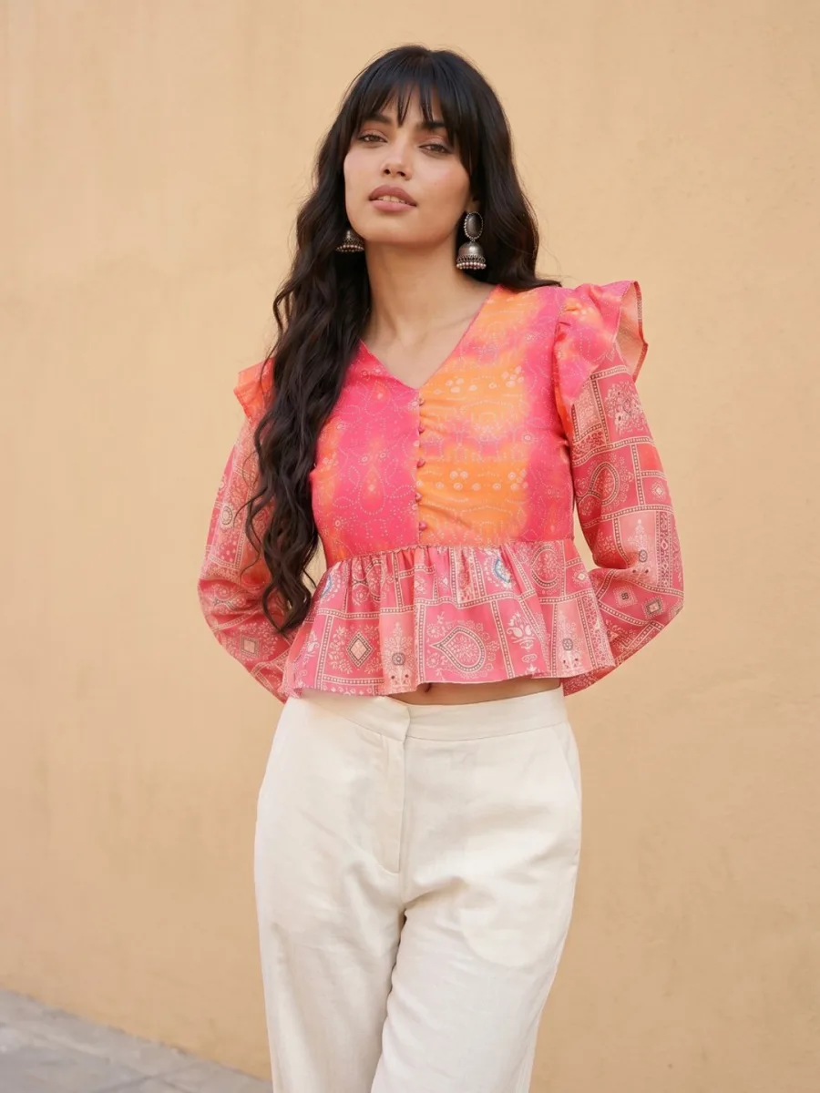 Ethnic Motifs Peplum Top
