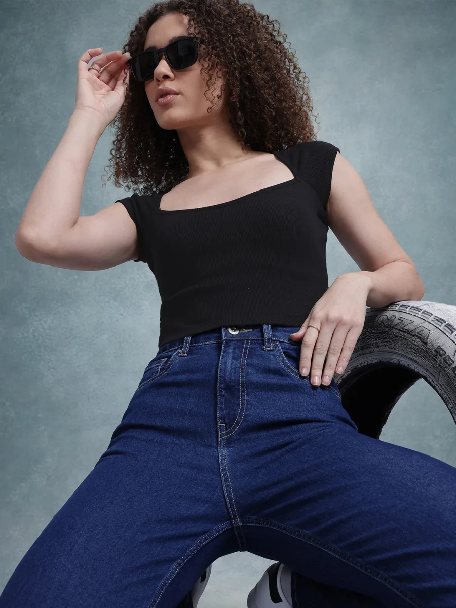 Ribbed Crop Fitted Top