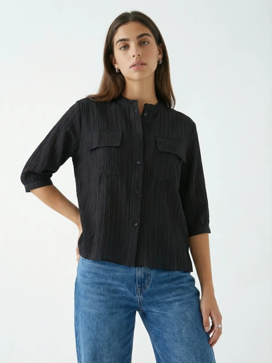 Textured Shirt Style Top