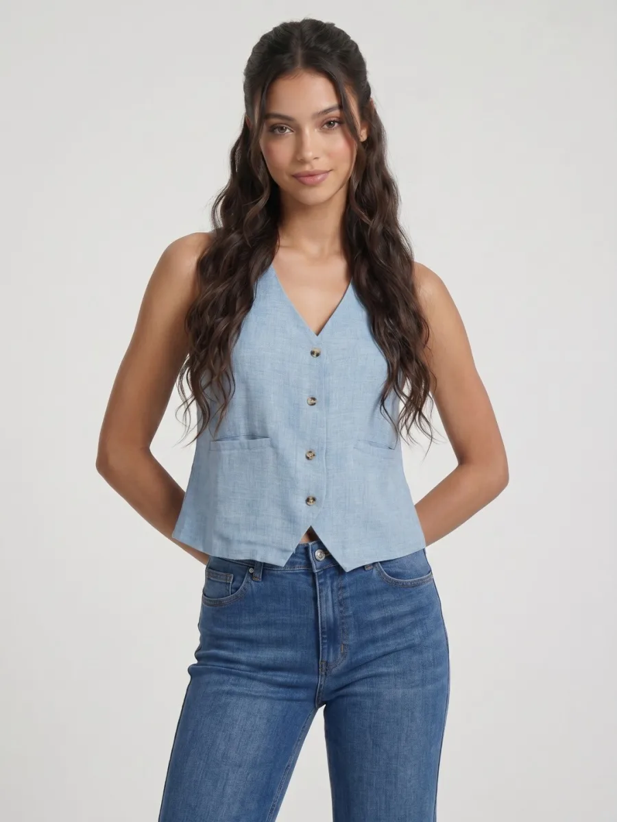 Solid Poly Slim Fit Tops