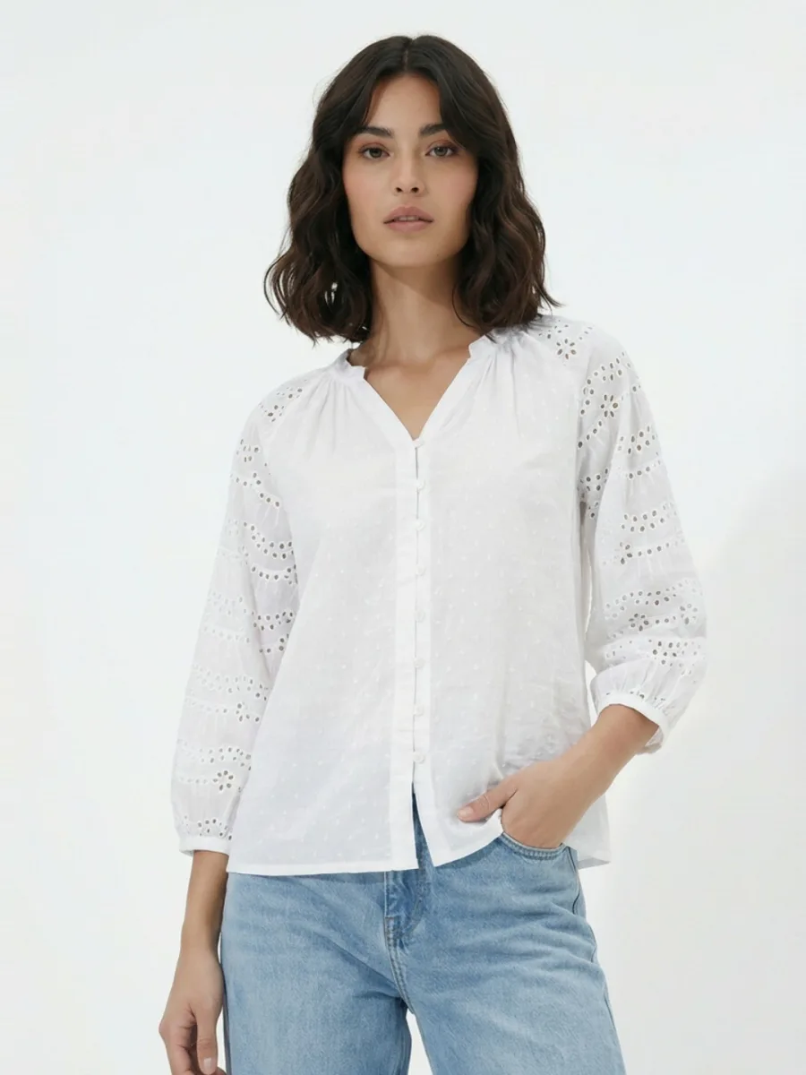 Schiffli Shirt Style Top