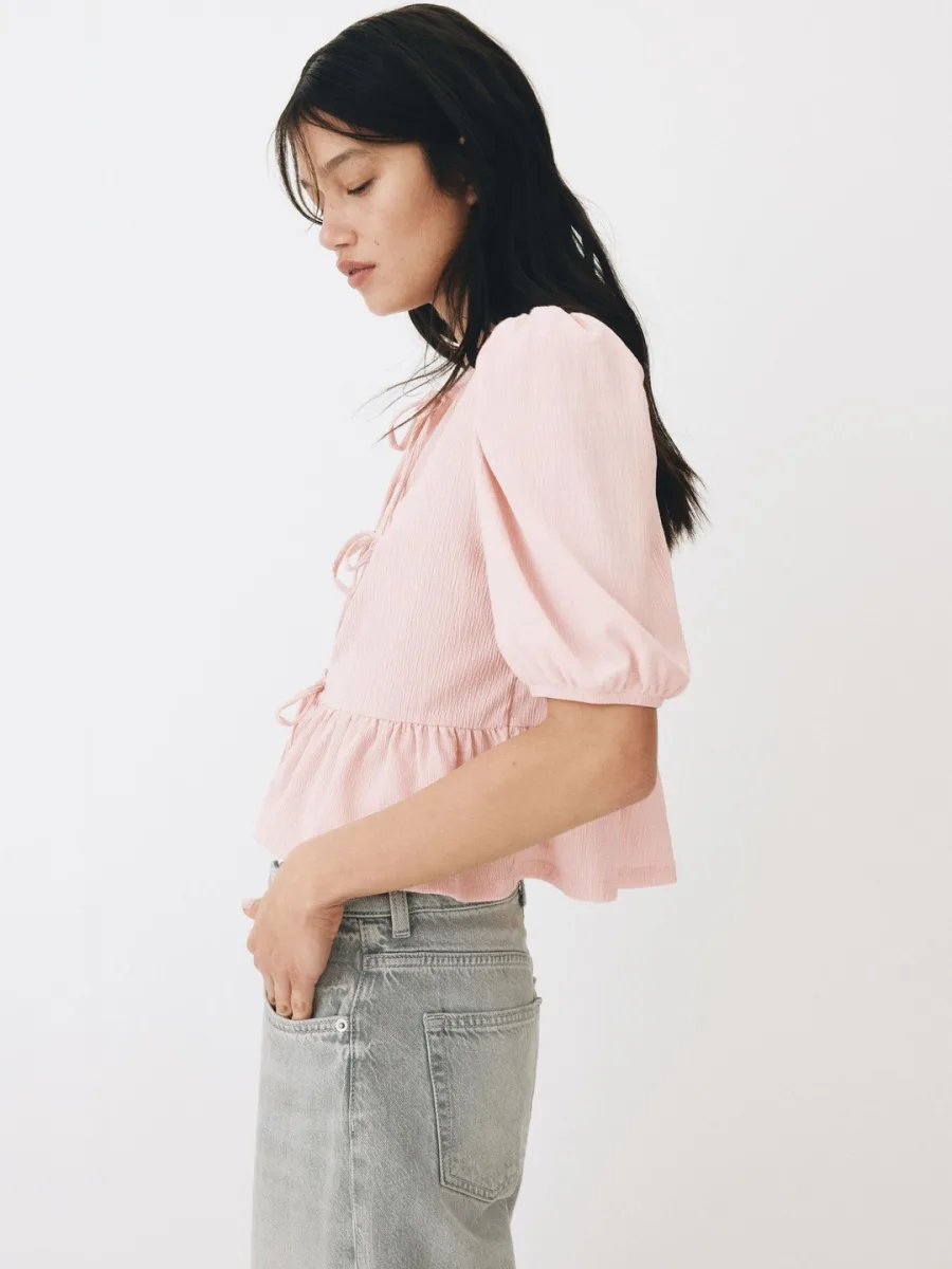 Tie-front Peplum Top