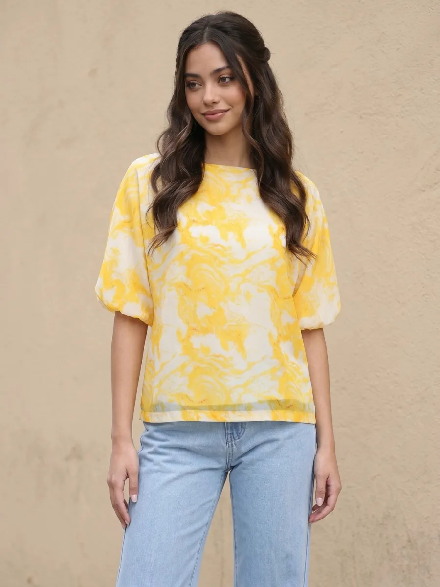 Print Extended Sleeves Top