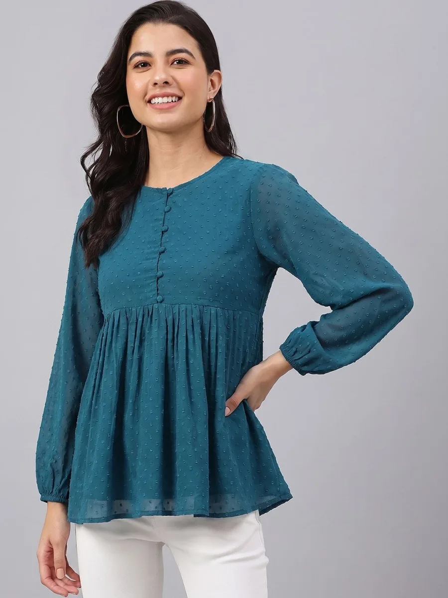 Puff Sleeve Chiffon Empire Top
