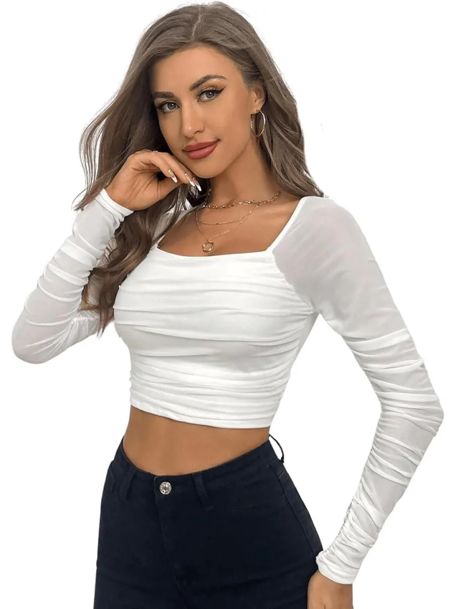 Square Neck Long Sleeves Top