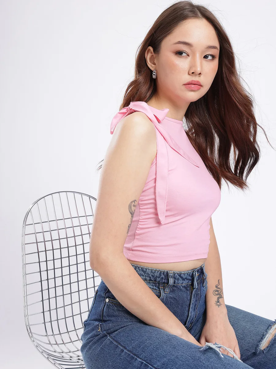 Tie-Up Detail Fitted Crop Top