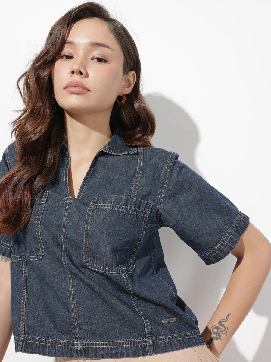 Pure Cotton Chambray Top
