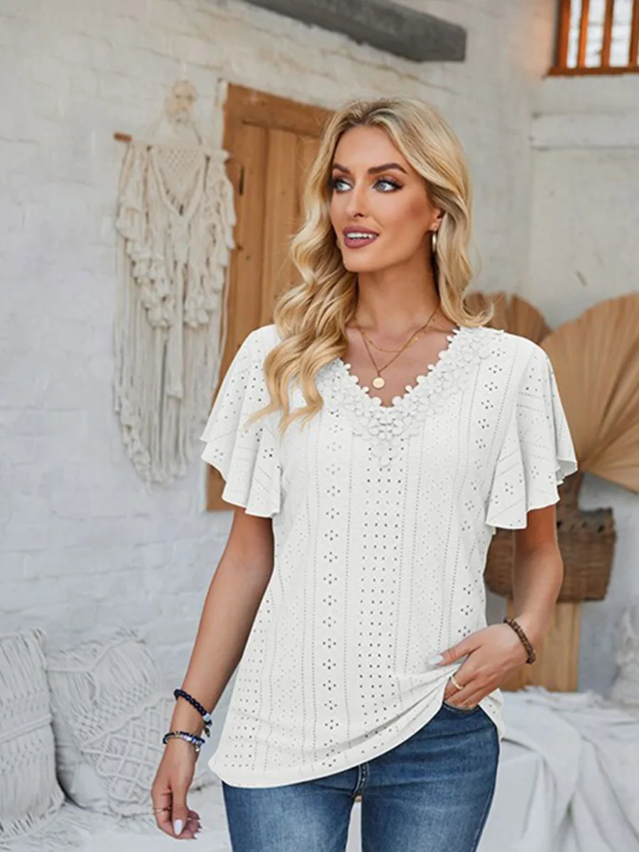 V Neck Flared Sleeves Top